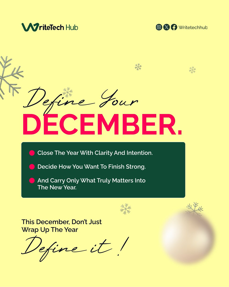 WriteTechHub's tweet image. Happy New Month, Technical Writers! ✨

Take this month as your chance to Define Your December.

Decide what goals still matter, what habits you&apos;re done with, and what momentum you want to carry into 2026.

What are your end-of-year plans? Share with us👇