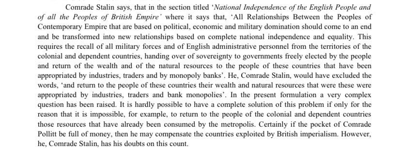 mxmovement's tweet image. Pro-British empire Stalin. Letter to Pollit, Jan 1951.