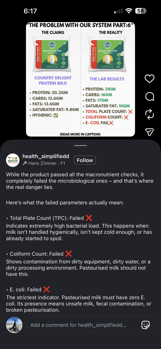 arjunsonix's tweet photo. So we’re paying extra for ‘fresh and clean’ milk… but getting FAIL on every hygiene test? @_countrydelight @MilkCountry you better show some real reports before calling yourself premium again. https://t.co/HqUxUestt5