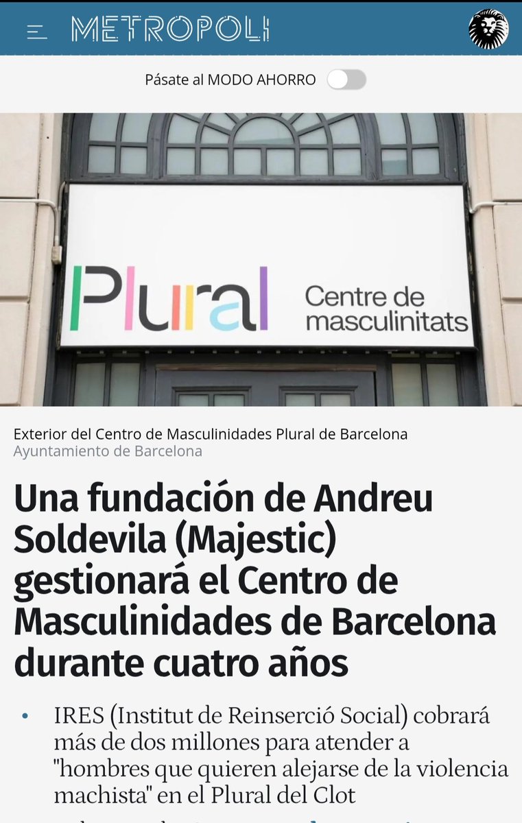 Per si no ens robessin prou, l'Ajuntament de Barcelona destina 2.000.000 d'€ el Centre de masculinitats Plural. I així, cada dia.