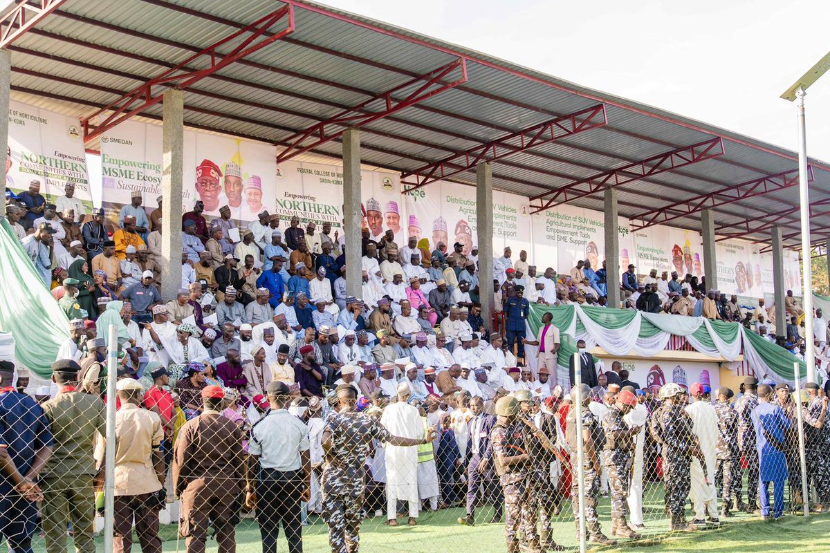 MOIKaduna's tweet photo. GOVERNOR UBA SANI LAUNCHES EMPOWERMENT PROGRAMME IN ZARIA

Governor Uba Sani today launched an empowerment programme facilitated by Rt. Hon. Speaker Abbas Tajudeen at the Nasara Football Stadium in Zaria. The event was attended by the Governor of Gombe State and the Minister of Environment.

Vehicles for traditional leaders, along with agricultural inputs, machinery, and various tools, were distributed to beneficiaries across Kaduna State to boost productivity and drive community development.

Governor Uba Sani praised the initiative for aligning with the state’s priorities in agriculture, skills development, and social investment. He urged beneficiaries to use the items responsibly and emphasized that ongoing improvements in security are creating the right environment for inclusive growth. He also appreciated Speaker Abbas Tajudeen for his steadfast commitment to Kaduna State’s progress.