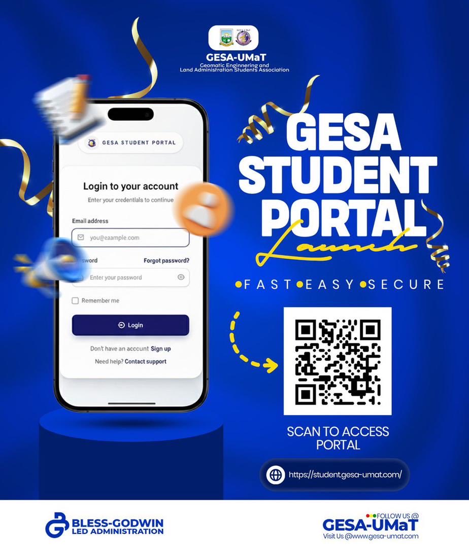 BlessObeng56926's tweet image. 🔵✨ *GESA STUDENT PORTAL IS LIVE!* ✨🔵

GESA-UMaT proudly announces the launch of the GESA Student Portal, a modern platform designed to make student services faster, easier, and more secured 
The portal enables students to access academic tools .
#website #developement