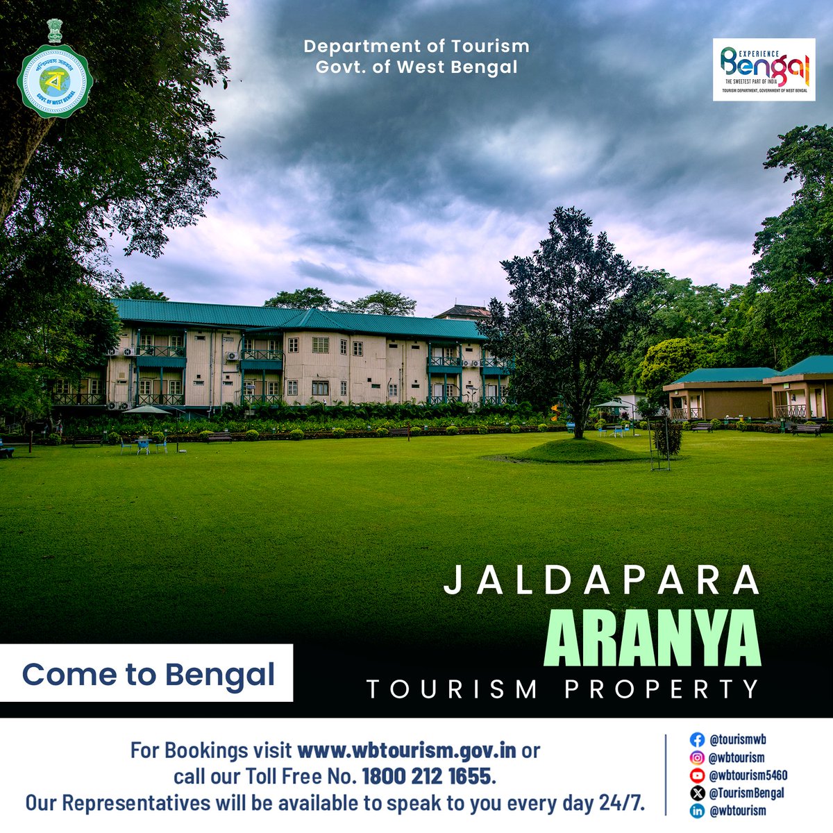 TourismBengal's tweet photo. Aranya Tourism Property, located right next to Jaldapara National Park, brings you closer than ever to the incredible wildlife of North Bengal. Give your family a getaway filled with nature, excitement, and relaxation. https://t.co/hKWrSpswf8