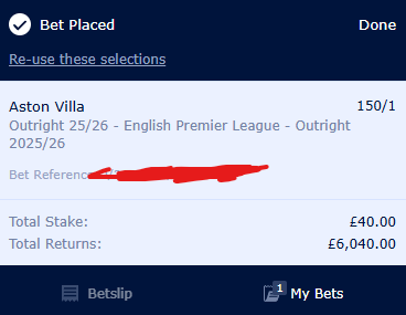 MichaelCarthy's tweet image. Max stake on Villa to win the league in every bookie #AVFC #EPL #astonvilla