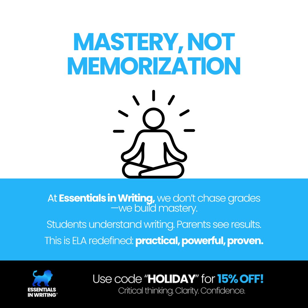 LearnWithEIW's tweet image. Empower your student to write with clarity and confidence today! 💙 #HomeschoolELA #CommunicationSkills #CriticalThinking #StudentSuccess #EssentialsInWriting