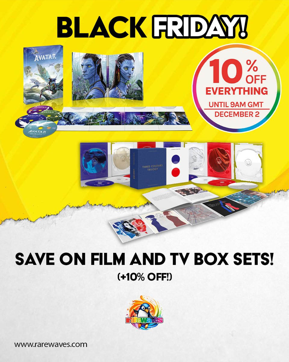 RarewavesCom's tweet image. BLACK FRIDAY 🖤 10% OFF EVERYTHING ‼️rarewaves.com/boxets-sale 👀

We love a good set of boxes, we do 😌

From HAMMERRRR 🔨 to Avatar, Star Trek, Lord of the Rings and MOOOARRR

Apply code RWBFCM10 at checkout 🤑

#Rarewaves🌈
#BlackFriday #BlackFridaySale #BoxSet 
#Discount #Sale
