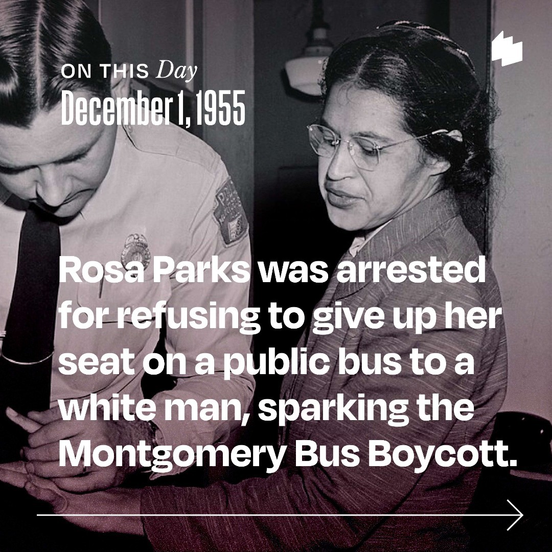 womenshistory's tweet image. #OnThisDay in 1955, #RosaParks boarded a bus in Montgomery, AL. Instead of going to the back of the bus, which was designated for African Americans, she sat in the front. The driver asked Parks to move. She refused, &amp;amp; set in motion one of the largest social movements in history.