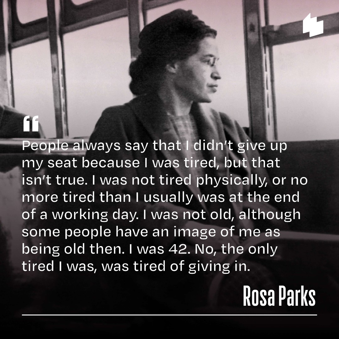 womenshistory's tweet image. #OnThisDay in 1955, #RosaParks boarded a bus in Montgomery, AL. Instead of going to the back of the bus, which was designated for African Americans, she sat in the front. The driver asked Parks to move. She refused, &amp;amp; set in motion one of the largest social movements in history.