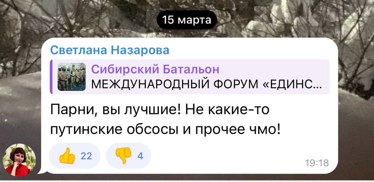 «Парни, вы лучшие! Не какие-то путинские обсосы и прочее чмо!». Вологжанку приговорили к 2 годам колонии за комментарий в телеграм‑канале «Сибирского батальона»

О приговоре стало известно «Медиазоне».

44-летняя Светлана Назарова написала свой комментарий 15 марта 2025 года. Ее