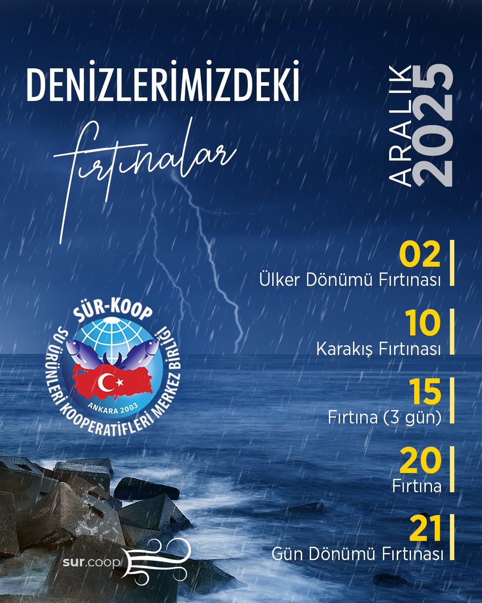 Aralık ayı fırtına takvimi 🌪️🌫️🗓️
.
.
.
.
.
.
#aralık #sonbahar #fırtına #fırtınatakvimi #takvim #tarih #balıkçılık #balıkavcılığı #balık #suürünleri #suürünlerimühendisliği #sürkoop