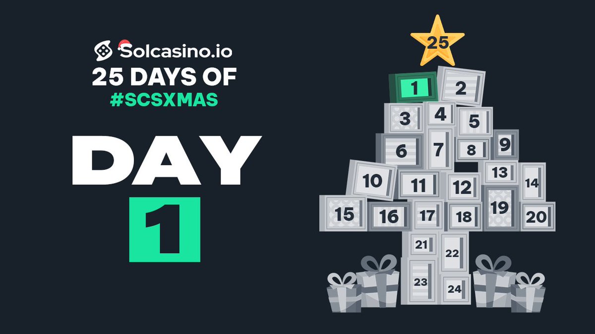 solcasino's tweet image. 25 Days of Christmas with Solcasino!🎄

Follow &amp;amp; Reply with &quot;#SCSXMAS&quot; for a chance to win the First Gift! 🎁