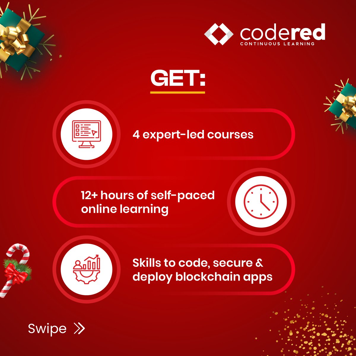 CodeRed_Pro's tweet image. 🚀 Ready to build your future in blockchain? Enroll now in our Secure Blockchain Developer path: bit.ly/43WIIuG 

Get 4 courses and 12+ hours of self-paced learning in smart contracts, private blockchains, and NFTs. Get started with CodeRed today.  
 
#CodeRed…