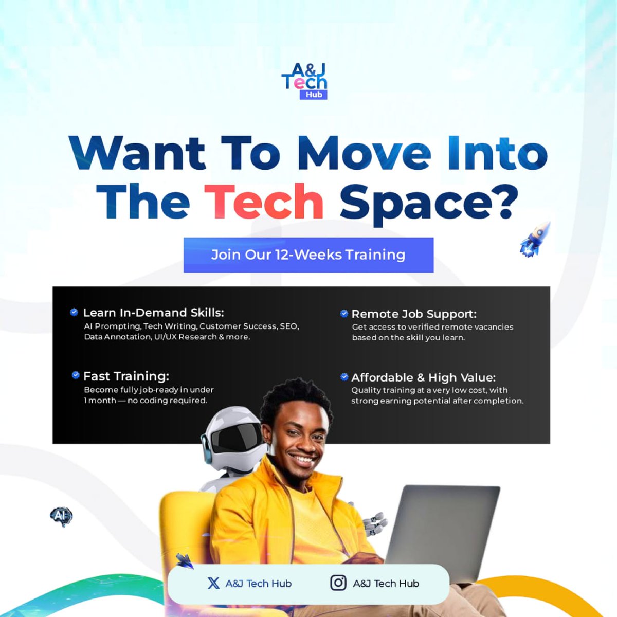AbrahamOkah2's tweet image. Will you are Interested in learning a Tech Skill that doesn&apos;t require coding?

These Tech skills can be learnt in months with Certifications.

Some of these skills include:
- AI Prompt
- Technical Writing 
- Operations Assistant 
- SEO Content Writing e.t.c

If you will like to…