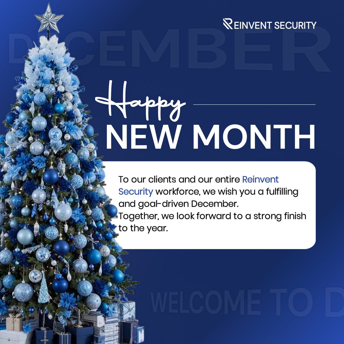 Rein_Security's tweet photo. Welcome to December 🤗
A month filled with celebration. 

Wishing you a goal-driven and fulfilling month ahead.

Let’s support each other and make this month memorable.

Cheers to a productive and fruitful month.

Happy New Month 😊 and Merry Christmas in advance 🎄🌲 https://t.co/4ZygbxAOwt