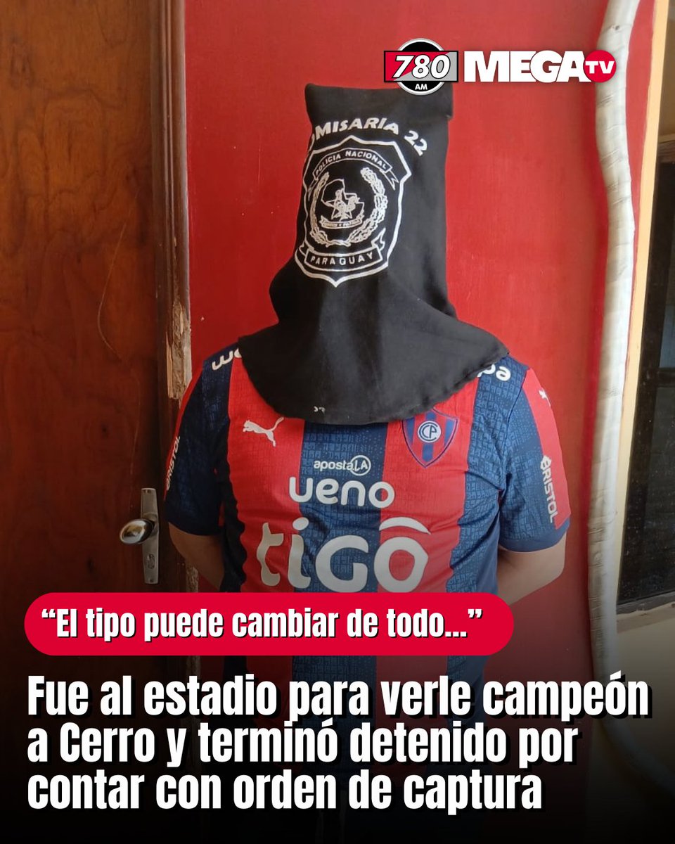 "EL TIPO PUEDE CAMBIAR DE TODO... PERO NO PUEDE CAMBIAR DE PASIÓN" |

➡️La Policía Nacional detuvo a un hombre de 35 años  de edad en las inmediaciones del Defensores del Chaco, cuando estaba por ingresar al estadio.

📍El hombre contaba con orden de captura por un caso de estafa