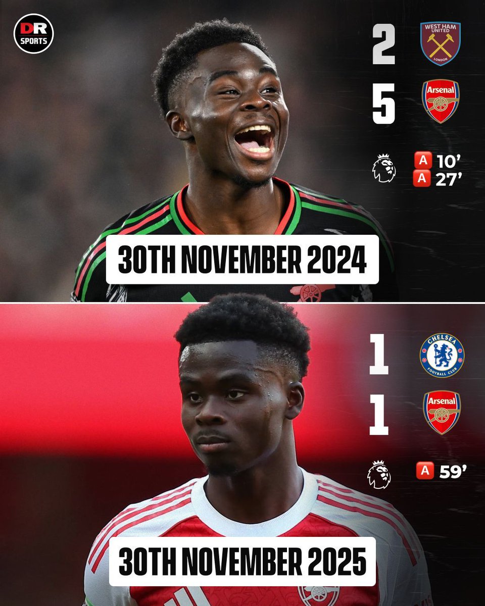 drsportsmedia's tweet image. Bukayo Saka&apos;s assist against Chelsea was his first PL assist since November 2024! 😳

Exactly a year between his last two PL assists... 😬

#AFC #Arsenal