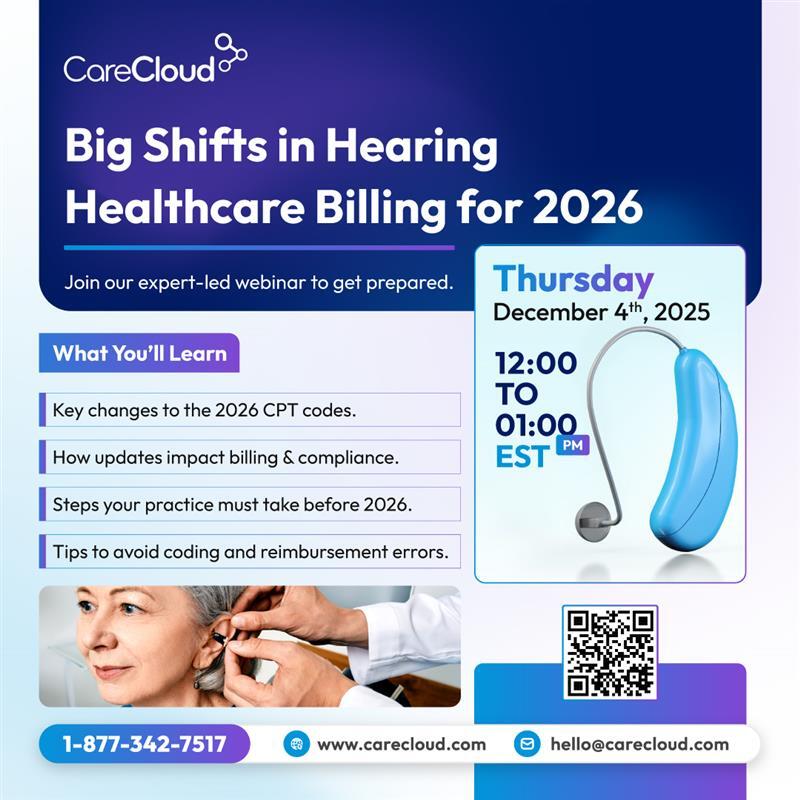 CareCloud's tweet image. 2026 CPT updates are on the way. Stay ahead with expert insights.
Dec 4 | 12–1pm EST

Register: hubs.li/Q03VHk0V0
 
#CareCloud #CPTCodes #MedicalCoding #CodingUpdates