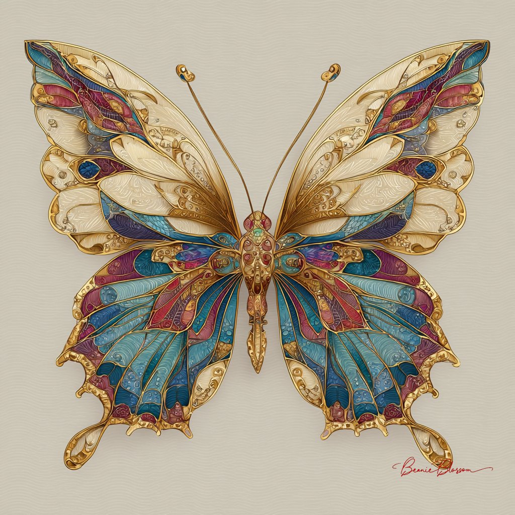 Gleaming Elegance: A Butterfly's Golden Dance