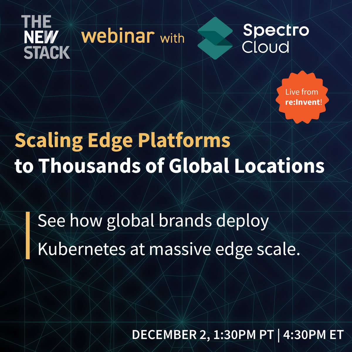spectrocloudinc's tweet image. It’s almost time to go live at #AWSreInvent! ⚡

Join us, @thenewstack, @yumbrands and @awscloud to explore how #Kubernetes and #edgecomputing enable #AI workloads, reduce downtime and deliver consistent global experiences.

Register to join us tomorrow👉 okt.to/VMZdus