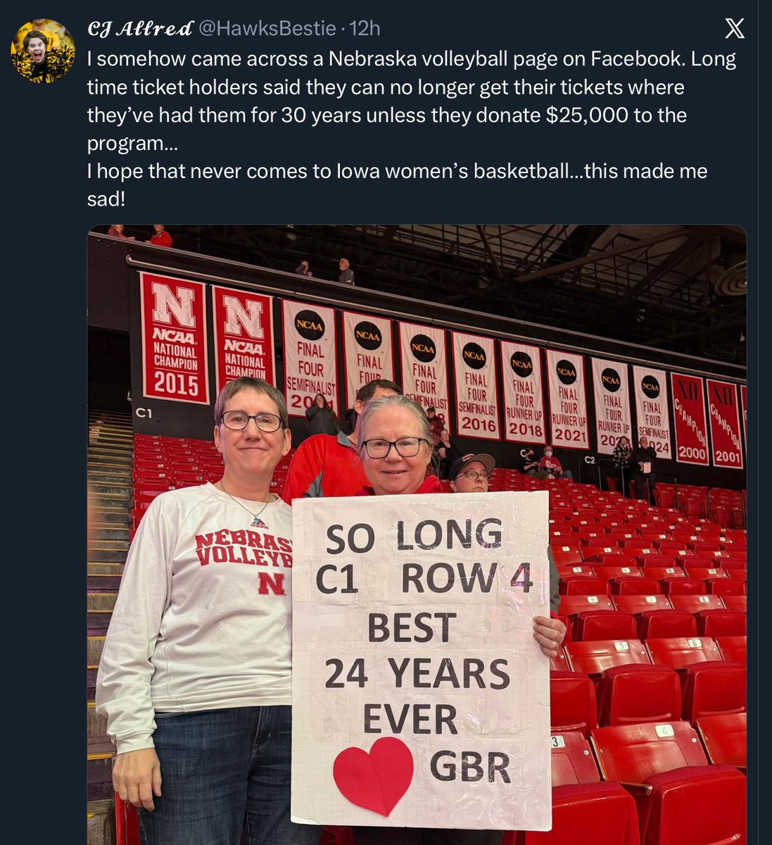 You hope and cheer for your school to be successful through season after season of sitting in the stands when no one else cares. Then comes that success and you get pushed out by corporate donors that rarely show up. All too common.
