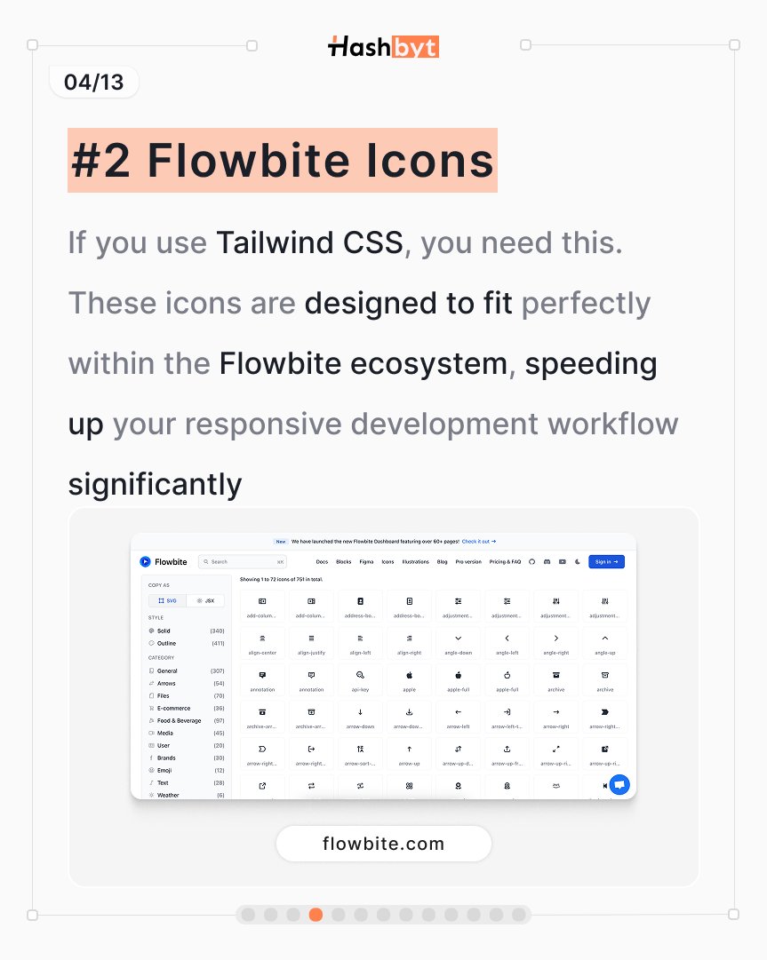 hashbyt's tweet image. 2. Flowbite.com
Built for Tailwind CSS. Speeds up responsive dev workflows.
#TailwindCSS #Frontend