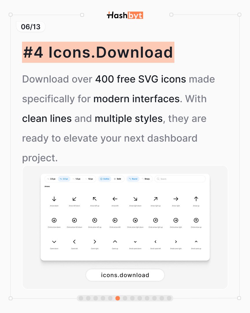 hashbyt's tweet image. 4. Icons.Download
Another great set of 400+ free SVG icons for sleek interfaces.
#DesignTools