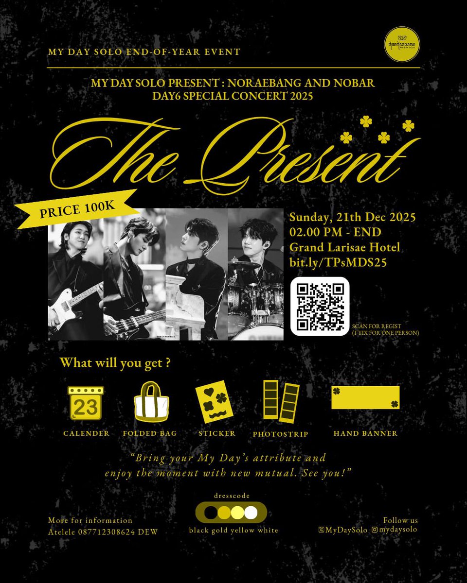 MyDaySolo's tweet photo. Hai dulur My Day~🥰

Ayo join Noraebang sekaligus NOBAR uri superband DAY6 di konser THE PRESENT 😍

🗓️Minggu, 21 Desember 2025
🏨Grand Larisae ruang Bima Lt.3
🕰️ 14.00 - selesai

RSVP: https://t.co/c4GG7UvbPg

Detail  cek di poster  ya😍

See yaaa 🫶🏻☘️😉

#day6 #myday #데이식스 https://t.co/J9gDLlfvXs