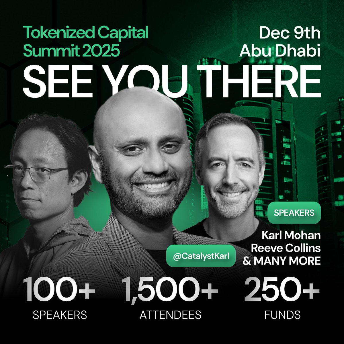 TokenizedSummit's tweet image. We’re excited to welcome @CatalystKarl, Executive Vice President at @cryptocom, as a speaker at the Tokenized Capital Summit 2025 in Abu Dhabi 🇦🇪

Karl will share his insights on global digital asset adoption and how tokenization is transforming the future of financial services.