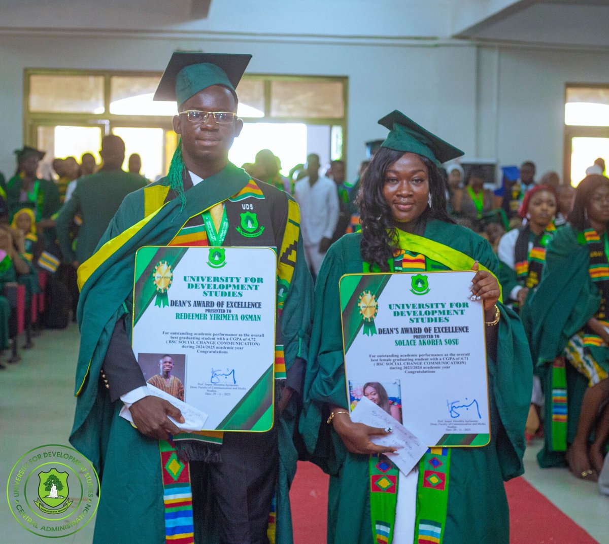uds_official's tweet photo. UDS honours Best Graduating Students at the 26th Congregation with citations &amp; cash prizes for their outstanding excellence! 

Shining examples of Knowledge for Service.

Congrats to all awardees! 🏆

#UDS26Grad #Excellence #PrideOfTheNorth https://t.co/CFAudy9heA
