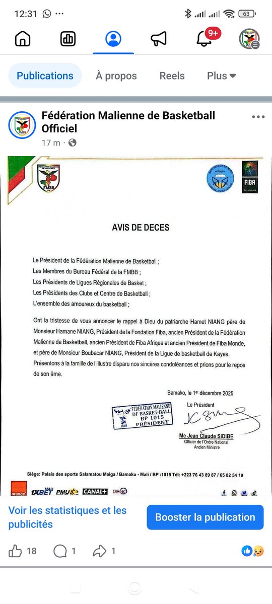 Fédération Malienne de Basketball - officiel tweet media