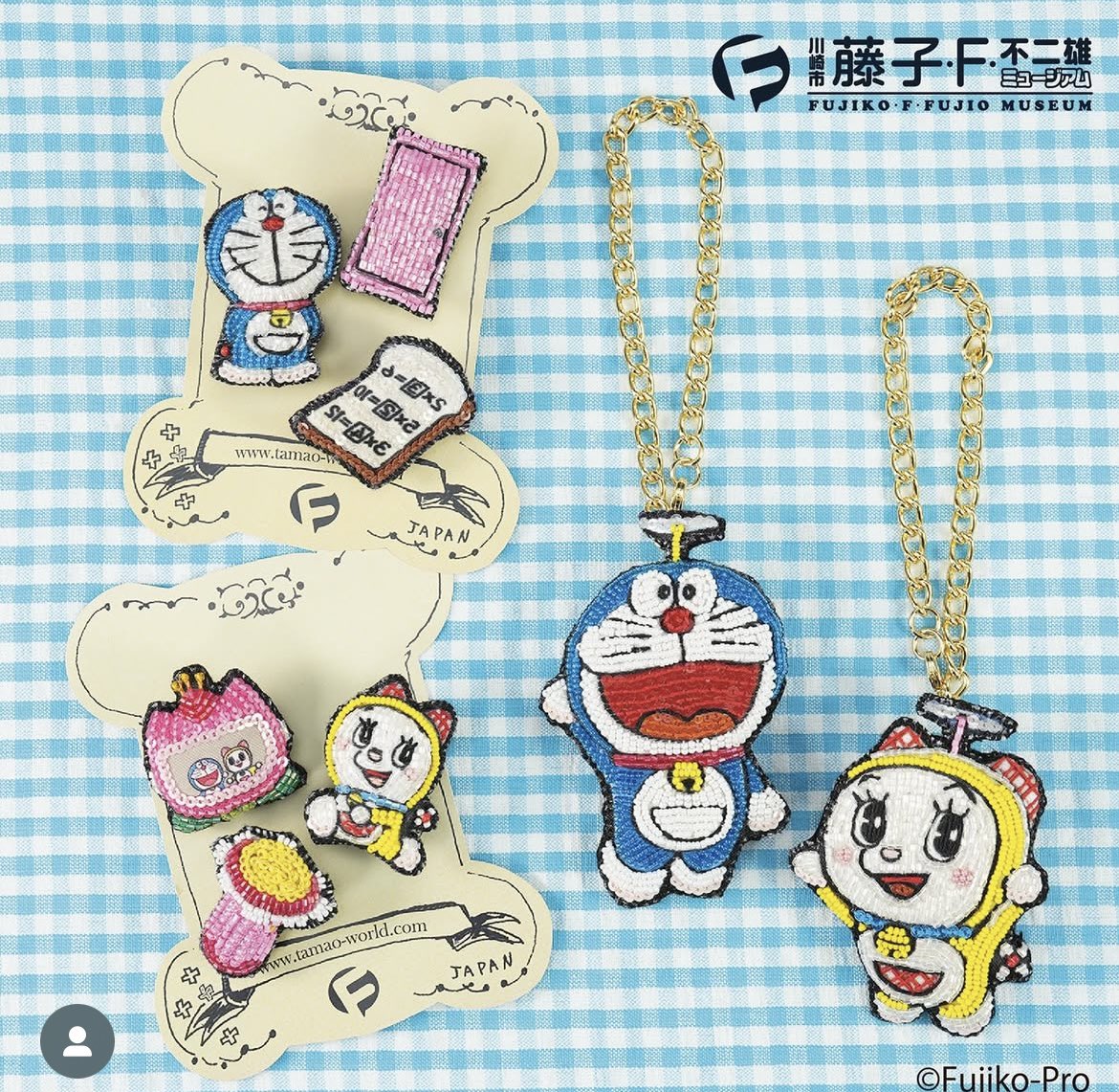 ドラえもんとドラミちゃんの 手刺繍ミニブローチ＆チャームをお作り