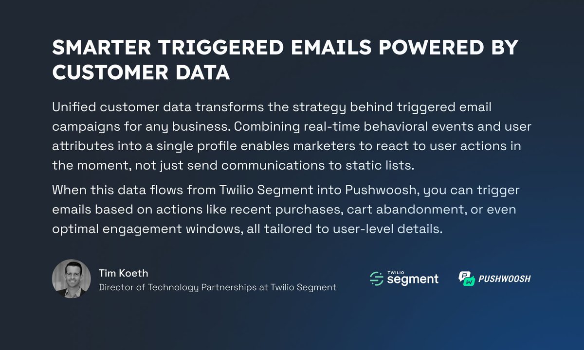 With real-time data, triggered emails stop feeling like automation and start feeling like attention.
Tim Koeth from <a href="/segment/">Segment</a> captures this perfectly👇
Read more on how to master triggered emails in our blog post: buff.ly/XYSPxEO