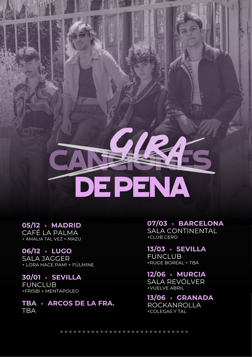 joder por fin anunciamos la gira tenía muchas ganas 😭😭 espero que vengáis todos como mínimo a una fecha porque hemos preparado cosas muy guays va a ser increíble