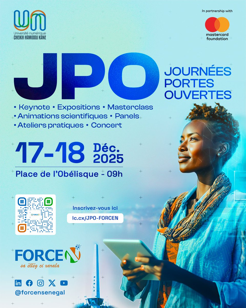 🔥 𝐀𝐩𝐫𝐞̀𝐬 𝐥𝐞𝐬 𝐉𝐏𝐎 𝐍𝐚𝐭𝐢𝐨𝐧𝐚𝐥𝐞𝐬, 𝐅𝐎𝐑𝐂𝐄-𝐍 𝐫𝐞𝐯𝐢𝐞𝐧𝐭 𝐚̀ 𝐃𝐚𝐤𝐚𝐫 !

📢<a href="/forcensenegal/">Force-N Sénégal</a> organise la 2e édition de ses #JPO les 17 et 18 décembre 2025 à la Place de l’Obélisque.

🔗Inscription via : lc.cx/JPO-FORCEN

#forcen #unchk_sn #kebetu