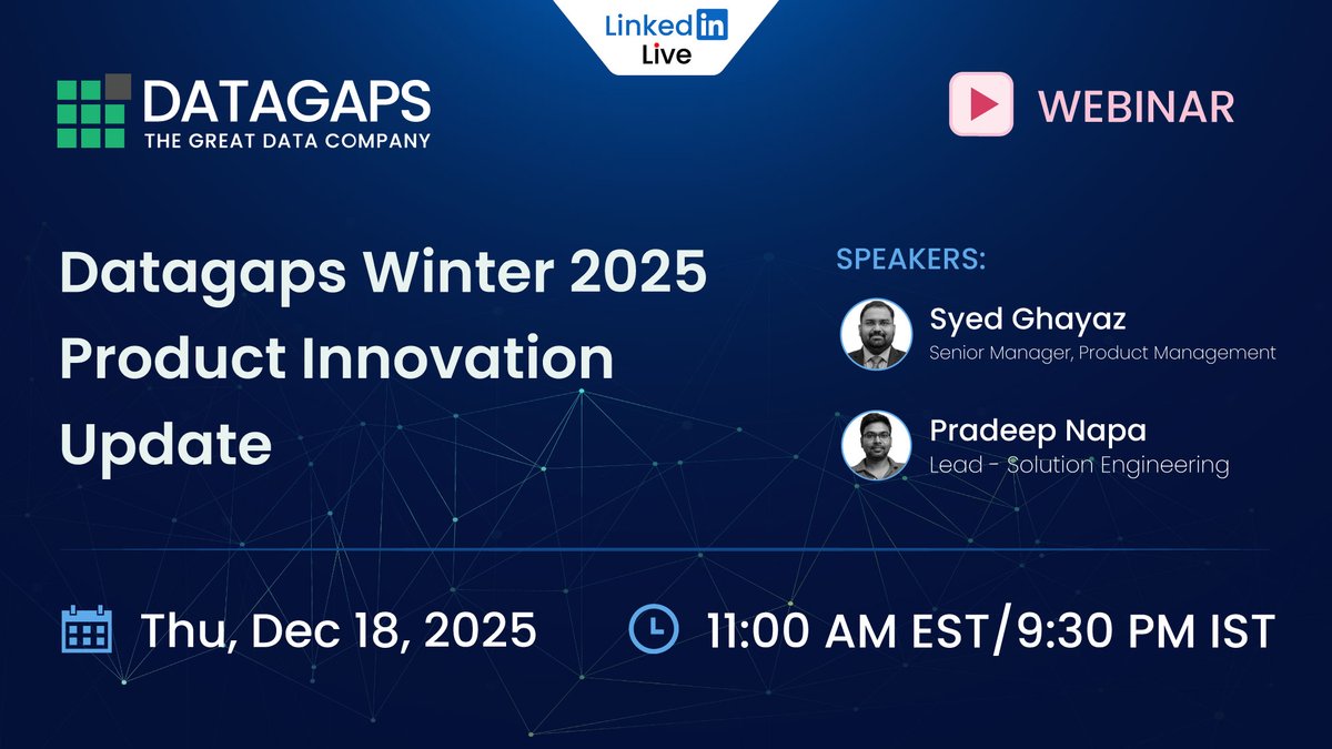 DatagapsTeam's tweet image. @DatagapsTeam unveiling major innovations across #AIautomation, #BIvalidation, and #dataobservability .
Join us live for the and see how #AIagents, new connectors, #PowerBI upgrades, and #QuickSight integration elevate data reliability.
Register: airmeet.com/e/5a49ded0-c50…