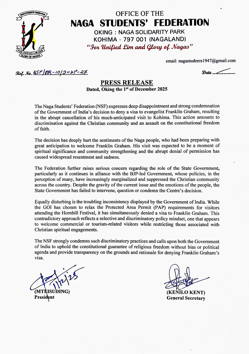 Naga Students’ Federation (NSF) tweet media