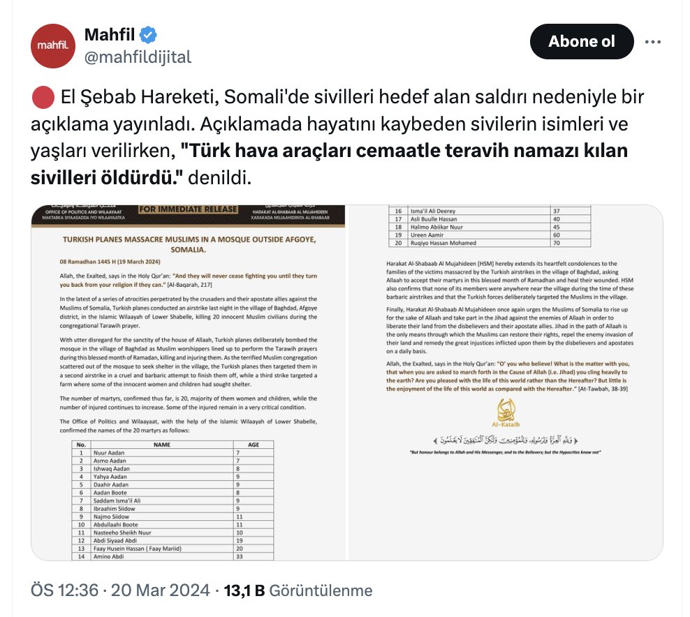 Devletimizi sivilleri katletmekle suçlayan ve terör örgütü propagandası yapan ‘Mahfil’ isimli operasyon hesabı, bu tür şeyleri özellikle ve sistematik bir şekilde yapıyor.