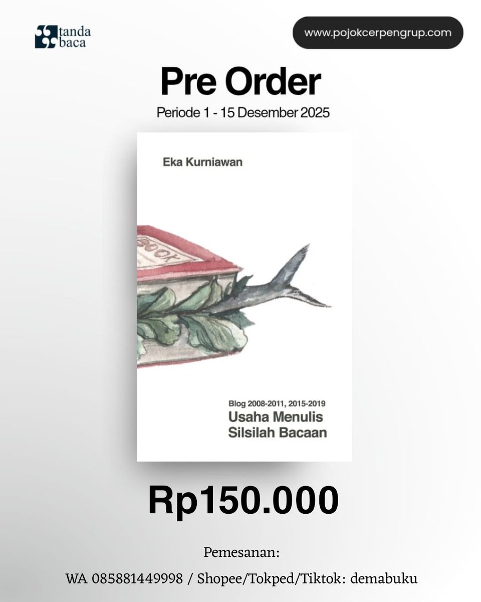 demabuku's tweet photo. Pre Order Senyap yang Lebih Nyaring dan Usaha Menulis Silsilah Bacaan karya Eka Kurniawan @gnolbo @pojokcerpen 

Pesan di sini: https://t.co/4sAgUOCHU4 https://t.co/M69Vk3dO8E