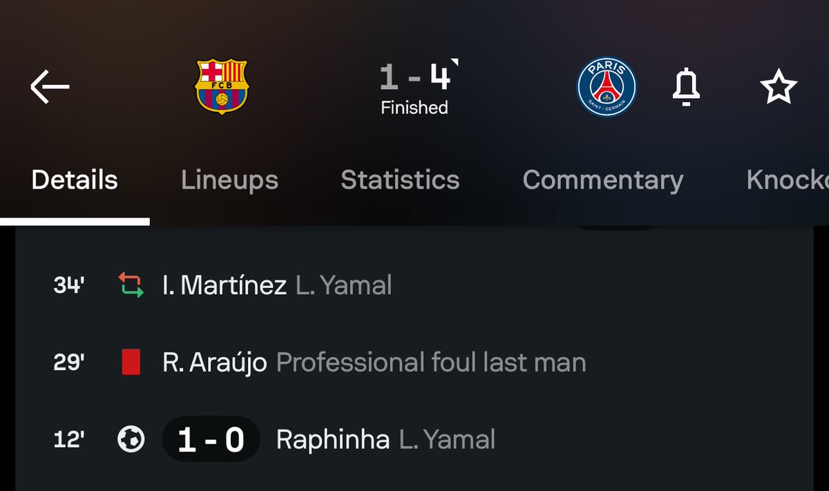 See who was subbed off when Araujo got a red card vs PSG, guess he isn’t that important after all 😭