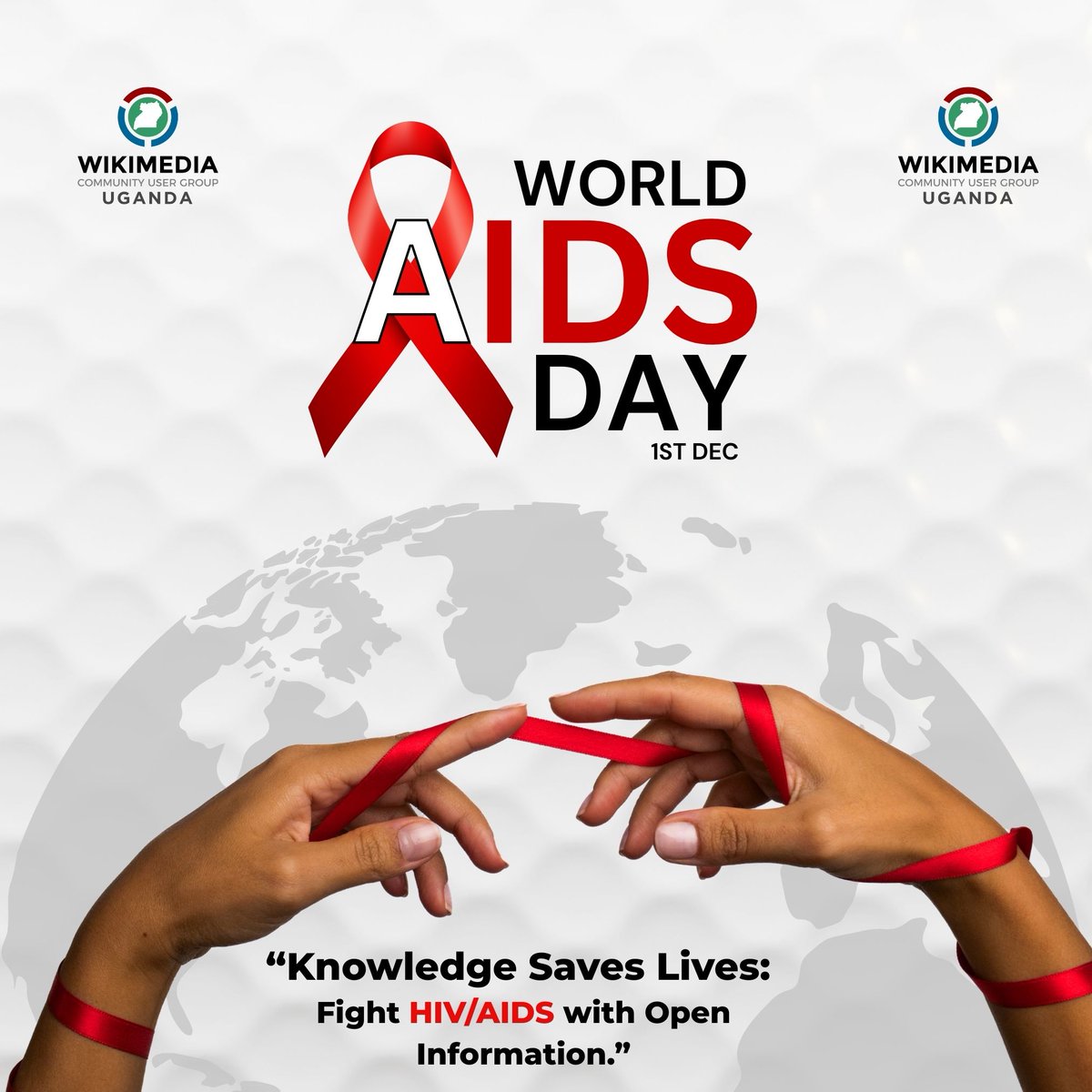 WikimediaUganda's tweet photo. "Did you know? Access to treatment has saved millions of lives. Knowledge empowers communities. 
The Wikimedia Community User Group Uganda joins the world to fight it by raising awareness through knowledge. #WorldAIDSDay” #WorldAIDSDay #KnowledgeForLife #WikimediaUgandaCares. https://t.co/M3FAFEcsPZ