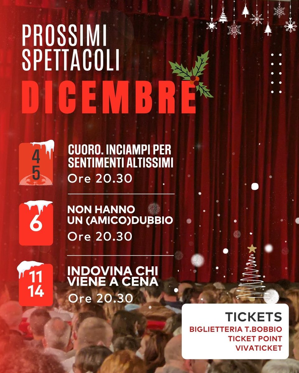 📢 I nostri prossimi appuntamenti in alta definizione da non perdere!🤩

📍Teatro Bobbio
🎤Non Hanno Un (Amico) Dubbio
🍽️Indovina chi Viene a Cena?

📍Teatro dei Fabbri
💕Cuoro. Inciampi per Sentimenti Altissimi

📲contrada.it/spettacoli
.
.
.
#teatro #lacontrada #trieste
