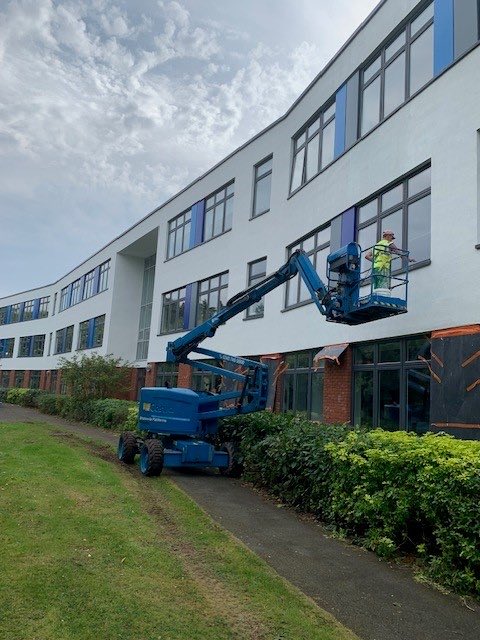TotalConSwLtd's tweet photo. Another project successfully completed by Total Construction!
Our team carried out a rendering project at a school! #rendering #construction #cherrypicker https://t.co/FoWNWQ67za