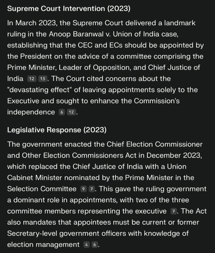 🚨 The Big Shift in EC Appmnts
 SC wanted judicial oversight in CEC appmnts. Govt replaced it with a Cabinet Minister. What are the strongest arguments to justify this legislative change? #ElectionCommission #SupremeCourt <a href="/LiveLawIndia/">Live Law</a> <a href="/barandbench/">Bar and Bench</a> <a href="/gautambhatia88/">Gautam Bhatia</a> #AnoopBaranwal