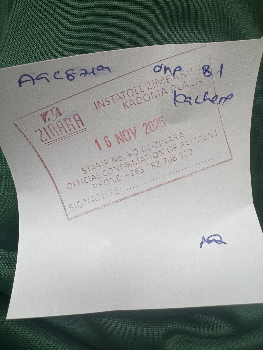 Stories of Home: My small change from ZINARA

NOT once. Not twice. Not thrice but several times ZINARA officials gave me this “paper” as my small change after paying tollgate fees along Harare-Mutare Road. This time it happened to me on the Harare-Bulawayo road. Interesting!