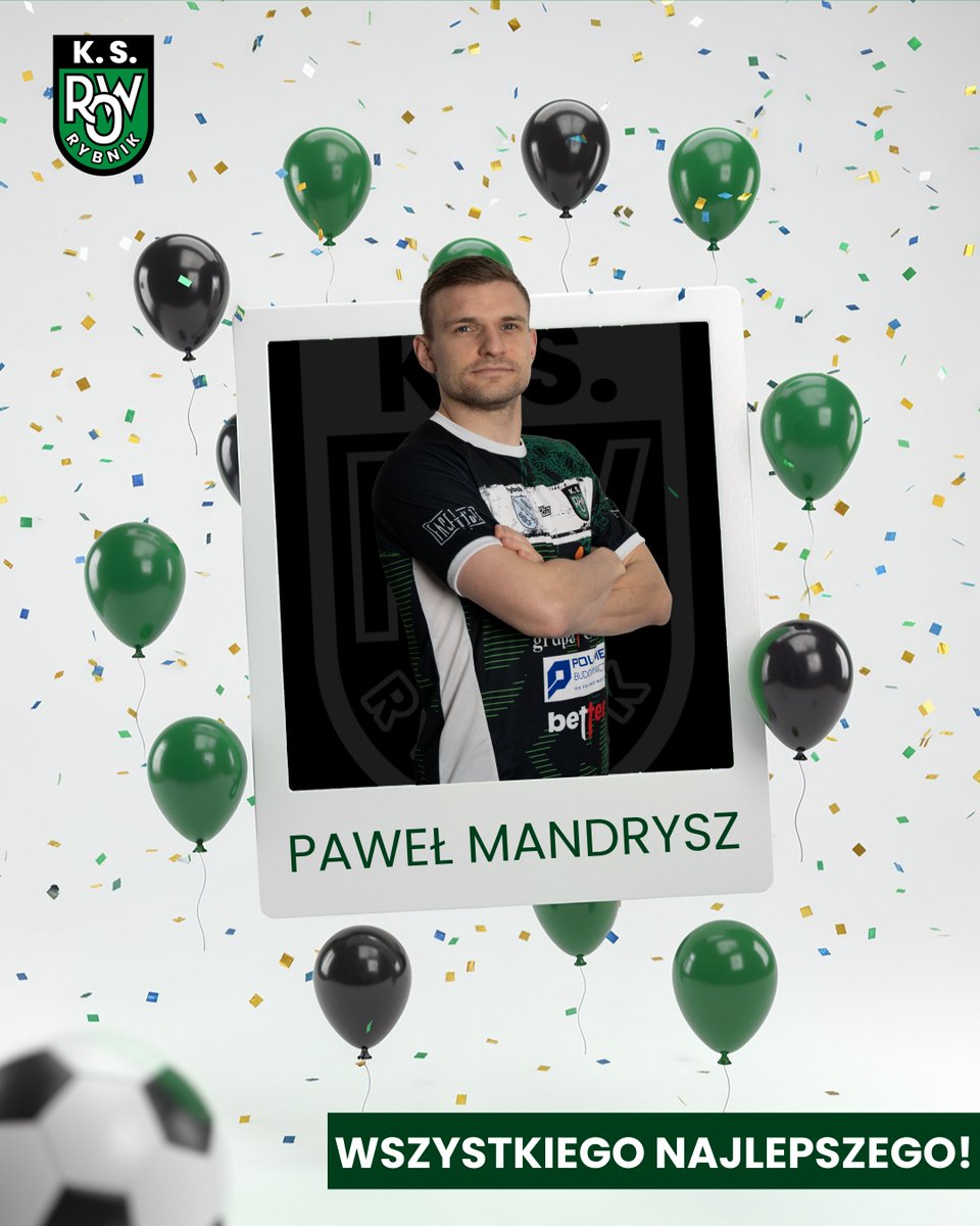 Kolejny z naszych zawodników świętuje dziś urodziny! 
<a href="/P_Mandrysz/">Paweł Mandrysz</a>  kończy 28 lat! 💚🖤
Paweł, wszystkiego najlepszego — dużo zdrowia, szczęścia i pomyślności! 🙌
Niech kontuzje omijają Cię szerokim łukiem, a bramki wpadają jak najczęściej! ⚽🔥
Sto lat, Paweł! 🎂💚🖤