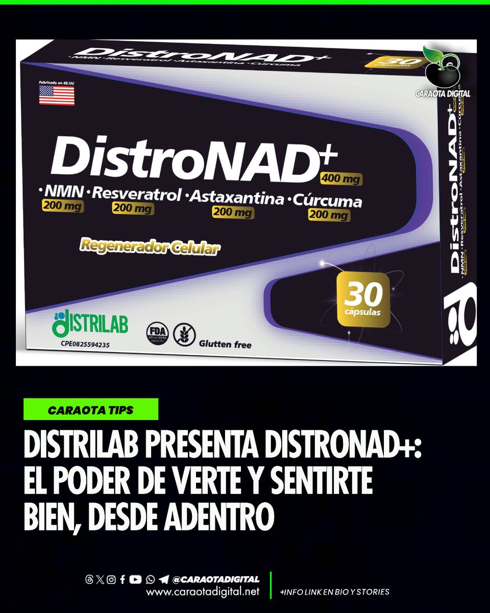 CaraotaDigital's tweet image. Distrilab presenta DistroNAD+: El poder de verte y sentirte bien, desde adentro.

En un evento realizado ante medios de comunicación en el Hotel Renaissance de Caracas, Distrilab anunció el lanzamiento de su última innovación: DistroNAD+, el nuevo integrante de la exitosa Línea…