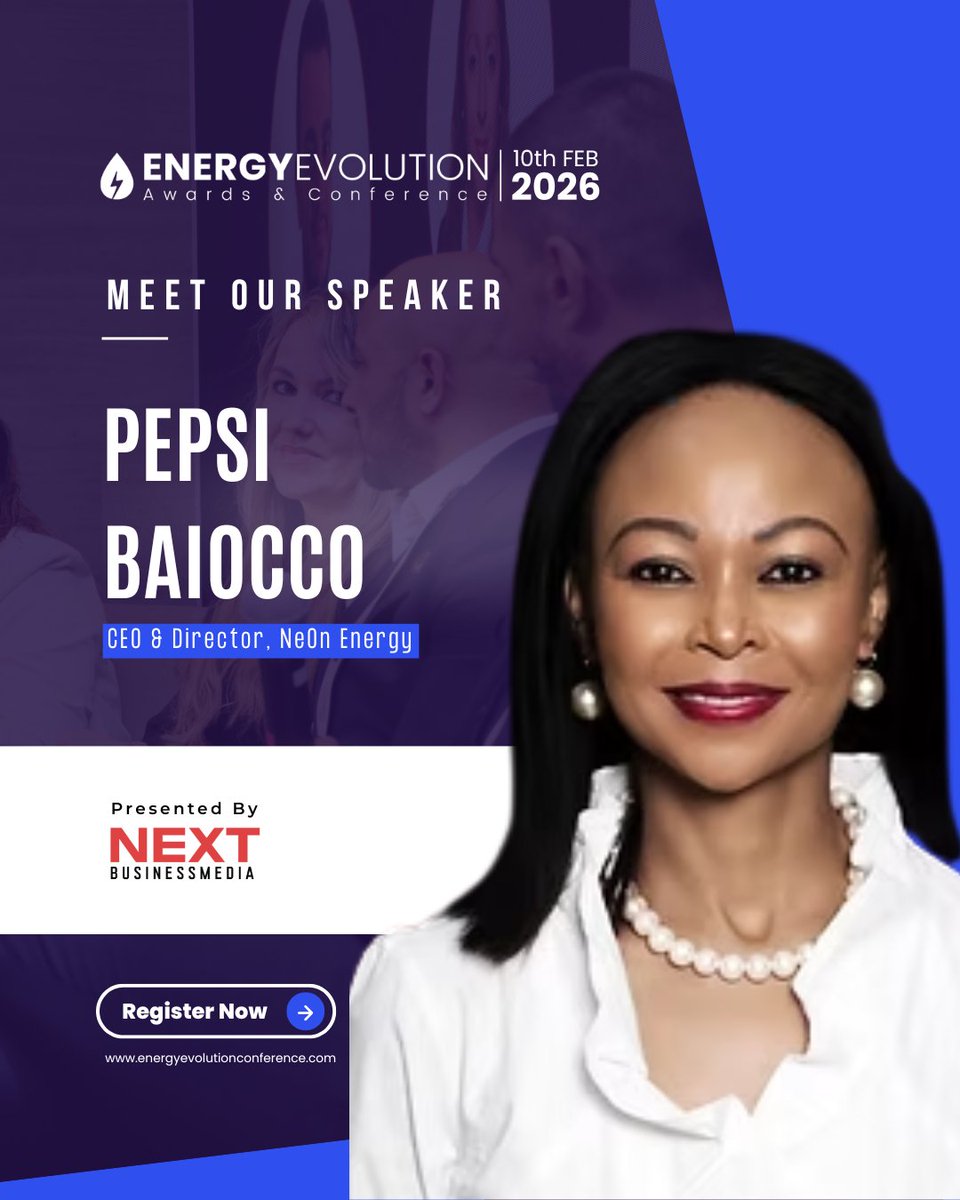 energyexpo_'s tweet image. Meet our speaker Pepsi Baiocco CEO &amp;amp; Director, Neon Energy at the Energy Evolution Awards &amp;amp; Conference 2026 in Dubai.

🗓10th February 2026
📍 Dubai, UAE

🔗 Register now: energyevolutionconference.com

#energyevolutionconference #RenewableEnergy #SmartGrid #CleanTech #Sustainability