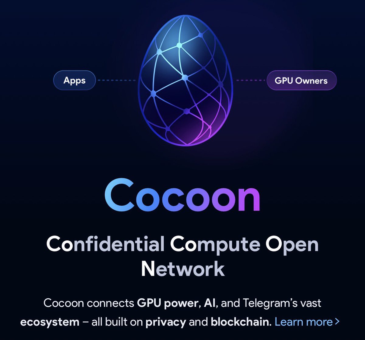 Have you figured out what Cocoon is yet? I'll help you.

If you think Cocoon is AI, then you don't understand what Cocoon is. Cocoon is a decentralized competitor to AWS. 
Owners of GPU equipment can rent out their computing power for AI tasks, and developers can use this