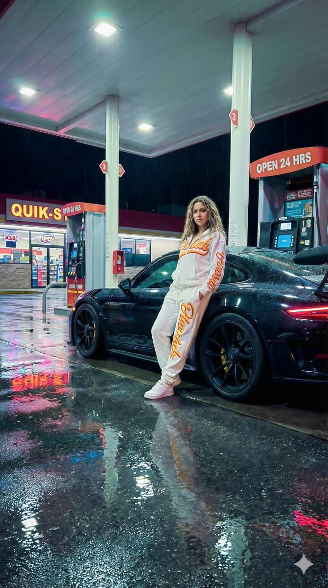 MahnoorAi12's tweet image. Gemini 3.1 Nano banana pro
prompt
{
  &quot;prompt&quot;: {
    &quot;aspect_ratio&quot;: &quot;9:16&quot;,
    &quot;camera_distance&quot;: &quot;close-up full body but slightly zoomed in&quot;,
    &quot;framing&quot;: &quot;subject fills most of the frame, Porsche visible but not too far&quot;,
    &quot;scene&quot;: {
      &quot;location&quot;: &quot;gas station&quot;,…