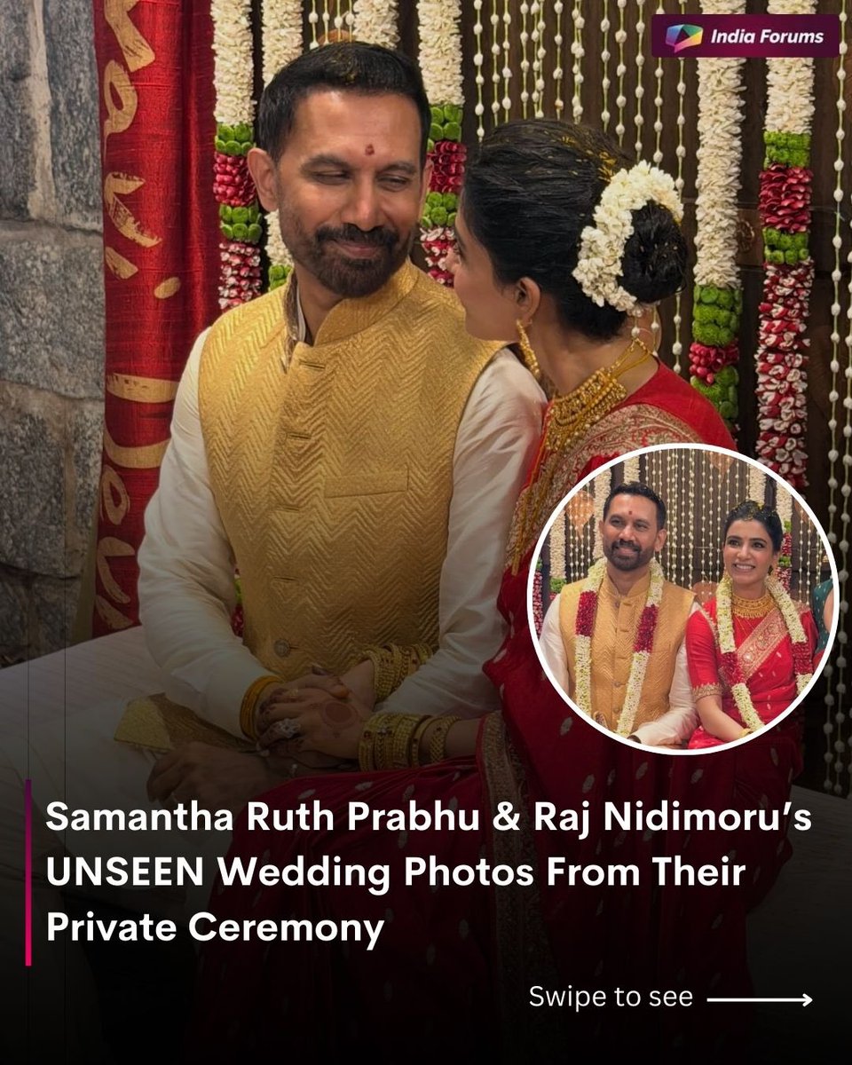 indiaforums's tweet image. Unseen photos from Samantha Ruth Prabhu and Raj Nidimoru’s private wedding ceremony capture the intimate and joyful moments of their special day. Swipe to see 👉🏻
.
.
.
#IndiaForums #SamanthaRuthPrabhu #RajNidimoru #WeddingPhotos #PrivateWedding #CelebrityCouple @Samanthaprabhu2